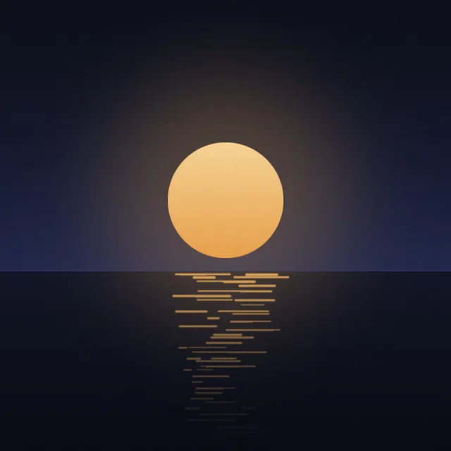 Cover of the made-up demo album: a low amber moon over a dark sea.